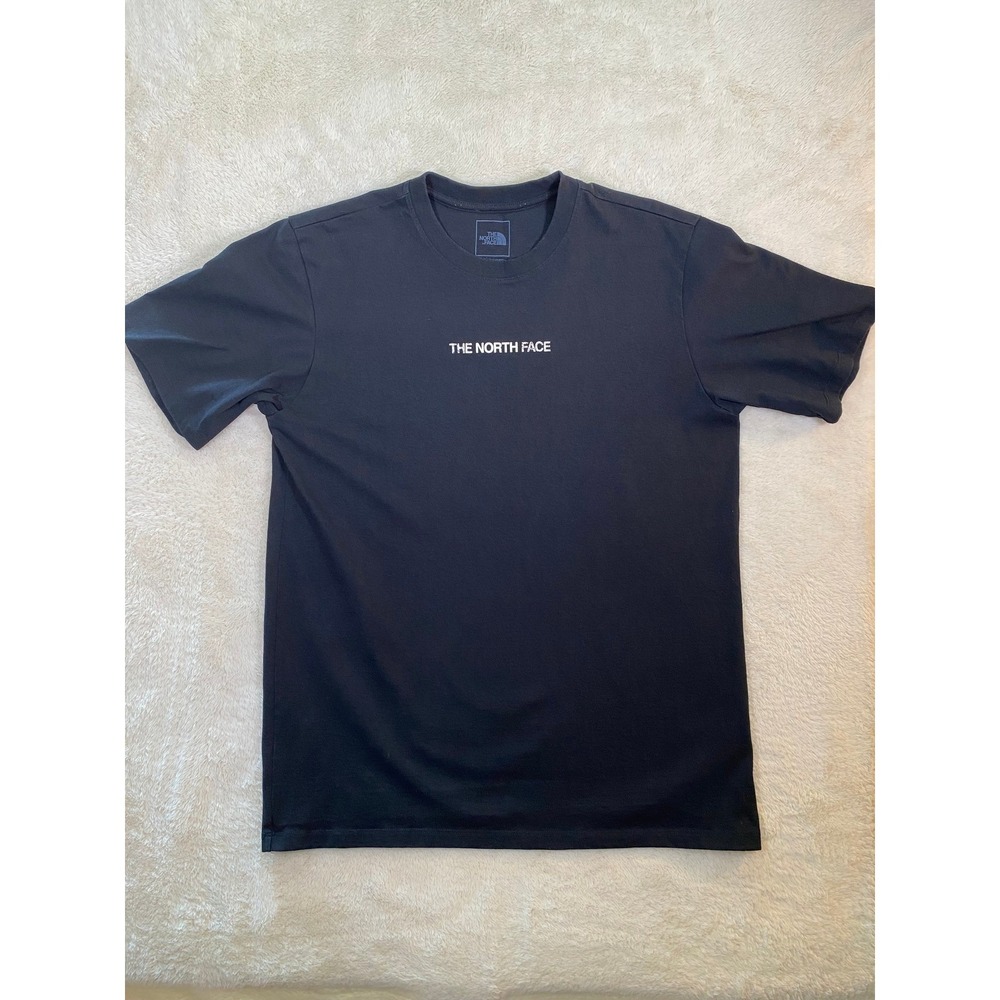 The North Face Mens Black Graphic T-Shirt Large Mountain Back Print Short Sleeve
